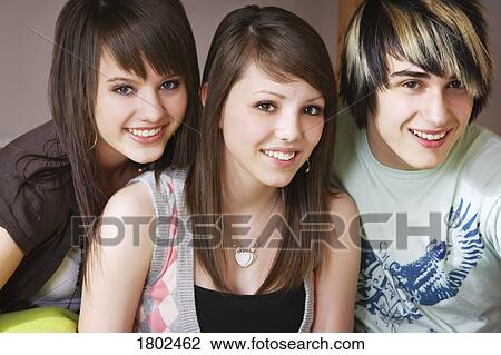 Stock Image - Portrait of siblings. Fotosearch
