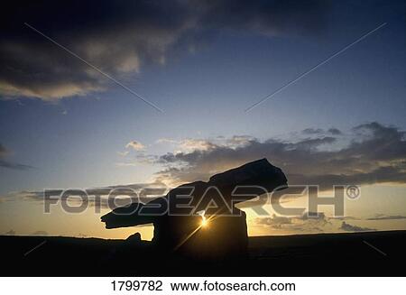 Stock Image - Poulnabrone Dolmen in County Clare, Ireland. Fotosearch