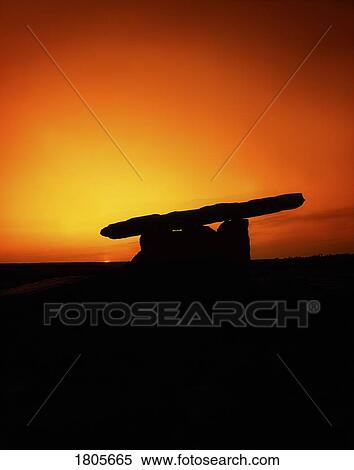 Stock Photography - Poulnabrone Dolmen, The Burren, Co Clare, Ireland. Fotosearch