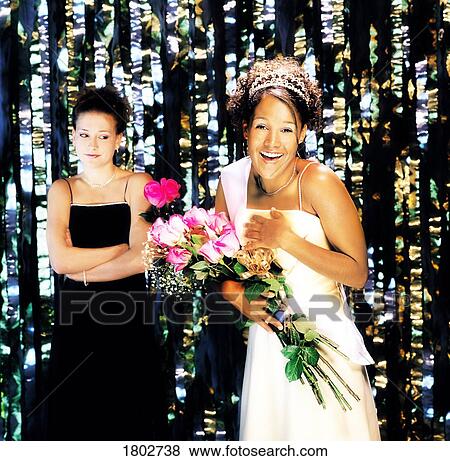 Prom queen and jealous runner up View Large Photo Image Stock Photo - Prom queen and jealous runner up. Fotosearch