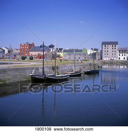 Stock Photo - RIver Corrib and Quays, Galway City, Co Galway, Ireland. Fotosearch