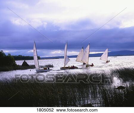 Stock Image - Sailing, Shannon-One-Design, Lough Derg Near Ballinderry. Fotosearch
