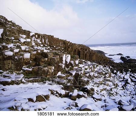 Snow Scenes, Co Antrim, Giant's Causeway, Ireland View Large Photo Image Stock Image - Snow Scenes, Co Antrim, Giant's Causeway, Ireland. Fotosearch