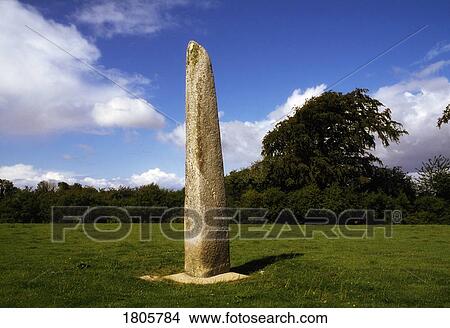 Picture - Standing Stone, Ireland's Tallest, 19 feet Tall, Punchestown, Ireland. Fotosearch