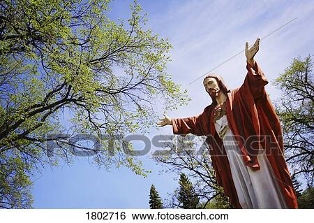 Statue of Jesus with outstretched arms View Large Photo Image Stock Photograph - Statue of Jesus with outstretched arms. Fotosearch