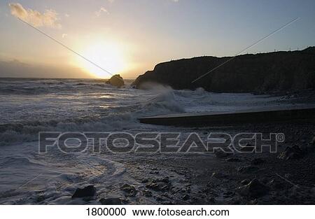Stock Image - Stormy Seas, Knockmahon, Copper Coast, Co Waterford, Ireland. Fotosearch