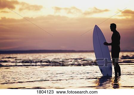 Stock Image - Surfer silhouette . Fotosearch