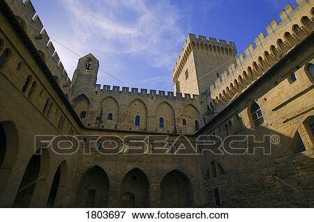 The Papal Palace in Avignon, Vaucluse, France, Europe View Large Photo Image Stock Photo - The Papal Palace in Avignon, Vaucluse, France, Europe . Fotosearch