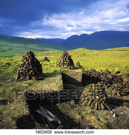 Traditional Turf Bog, Killary Harbour, Co Galway, Ireland View Large Photo Image Stock Photo - Traditional Turf Bog, Killary Harbour, Co Galway, Ireland . Fotosearch