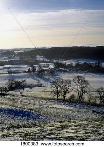 Stock Image - View of a winter landscape from Loughcrew, County Meath, Ireland. Fotosearch
