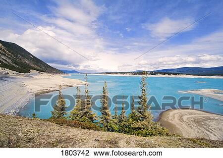 Stock Image - View of Abraham Lake from Windy Point. Fotosearch