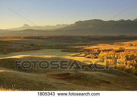 Stock Image - View of foothills and mountains in Alberta, Canada. Fotosearch