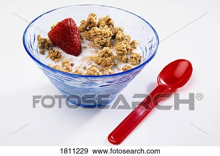 Bowl of granola cereal View Large Photo Image Stock Photo - Bowl of granola cereal. Fotosearch