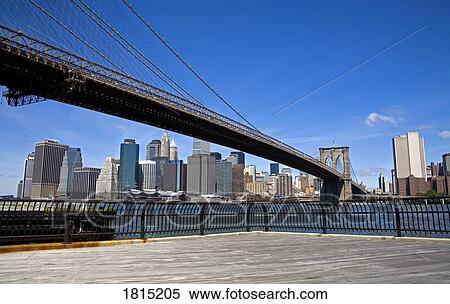 Stock Photography - Brooklyn Bridge and Lower Manhattan Skyline, Brooklyn, New York City, New York, USA. Fotosearch