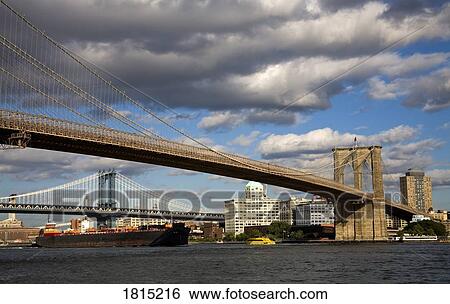 Stock Photograph - Brooklyn Bridge & Brooklyn Heights Skyline viewed from Lower Manhattan, New York City, New York, USA . Fotosearch