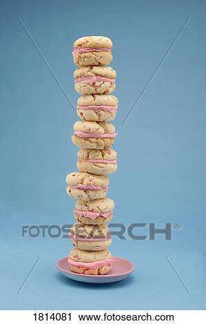 Stock Image - Cookies stacked on a plate. Fotosearch
