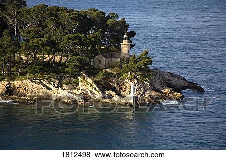 Stock Photo - Daksa Island Lighthouse, Port of Dubrovnik, Croatia . Fotosearch