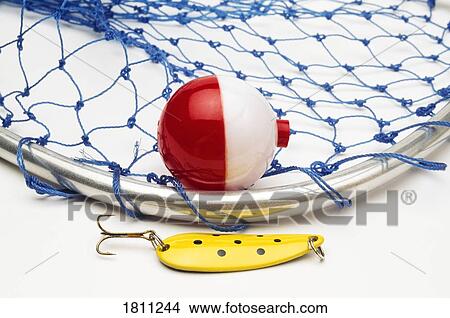 Picture - Fish net and hooks. Fotosearch