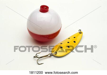Stock Image - Fishing lure and float. Fotosearch