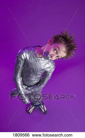 Stock Photograph - Male wrapped in duct tape. Fotosearch