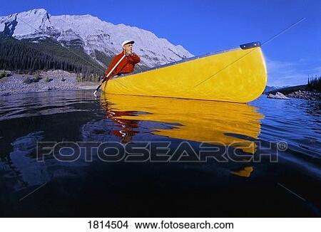 Picture - Man canoeing . Fotosearch