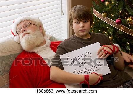 Santa on strike View Large Photo Image Stock Image - Santa on strike. Fotosearch