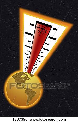 Thermometer above a globe View Large Photo Image Stock Photograph - Thermometer above a globe. Fotosearch