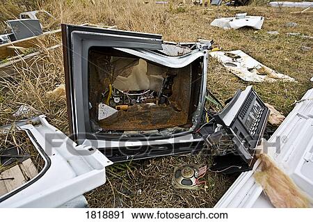 Broken TV and garbage on the ground View Large Photo Image Stock Image - Broken TV and garbage on the ground. Fotosearch