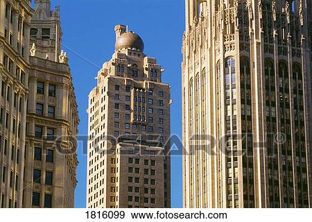 Stock Photo - Historic skyscrapers in Chicago, Illinois, USA . Fotosearch
