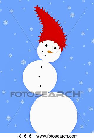 Stock Image - Illustration of a snowman. Fotosearch