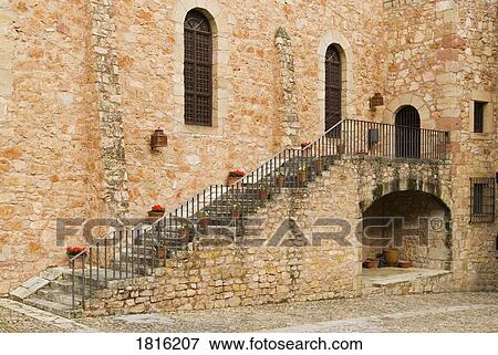 Inner Courtyard of the Parador de Siguenza, Castilla - La Mancha, Spain View Large Photo Image Stock Photo - Inner Courtyard of the Parador de Siguenza, Castilla - La Mancha, Spain . Fotosearch
