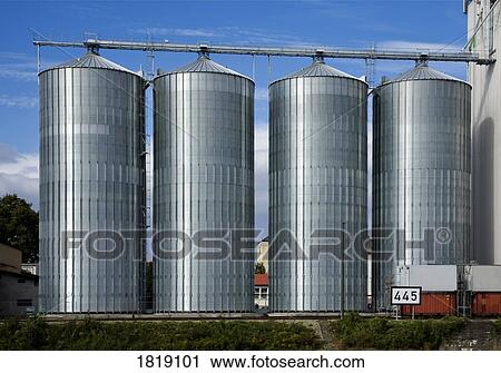Stock Image - Metal silos. Fotosearch