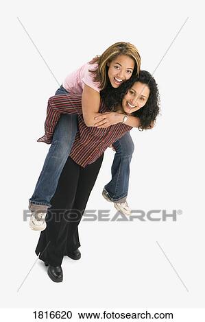 Mother and daughter piggyback View Large Photo Image Stock Image - Mother and daughter piggyback. Fotosearch