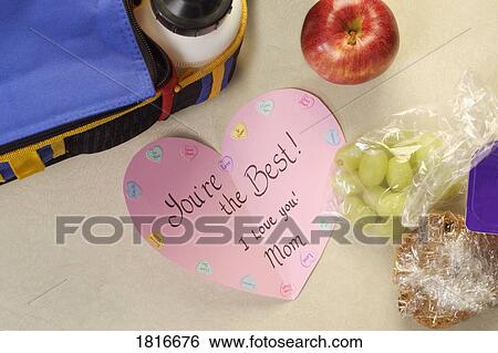 Mother's note in lunch bag View Large Photo Image Stock Photograph - Mother's note in lunch bag. Fotosearch