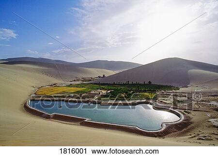 Oasis, Dunhuang, Gansu, China View Large Photo Image Stock Image - Oasis, Dunhuang, Gansu, China. Fotosearch