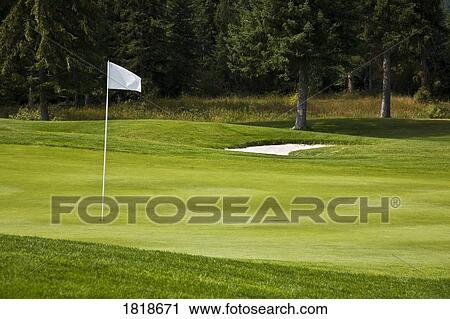 Stock Image - Putting green on a golf course, Fairmont, BC, Canada. Fotosearch