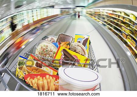 Shopping cart with food View Large Photo Image Stock Image - Shopping cart with food. Fotosearch