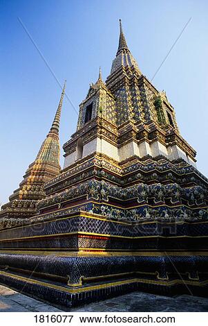 Temple of Wat Po and Grand Palace in Bangkok, Thailand View Large Photo Image Stock Photo - Temple of Wat Po and Grand Palace in Bangkok, Thailand. Fotosearch