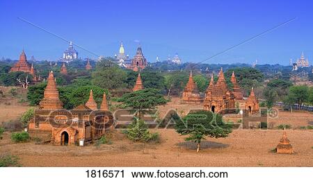 Temples of Bagan in Myanmar, Burma View Large Photo Image Stock Image - Temples of Bagan in Myanmar, Burma. Fotosearch
