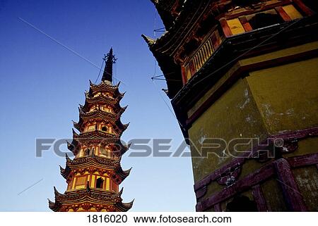 Stock Image - Twin Pagodas, Suzhou, Jiangsu. Fotosearch