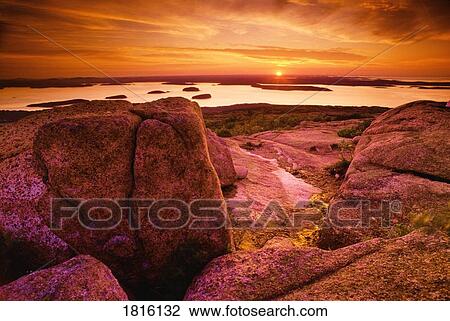 View from Cadillac Mountain at sunrise, Acadia National Park, Maine, U. S. A View Large Photo Image Stock Image - View from Cadillac Mountain at sunrise, Acadia National Park, Maine, U. S. A. Fotosearch