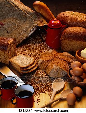 Bread, coffee and eggs View Large Photo Image Picture - Bread, coffee and eggs. Fotosearch