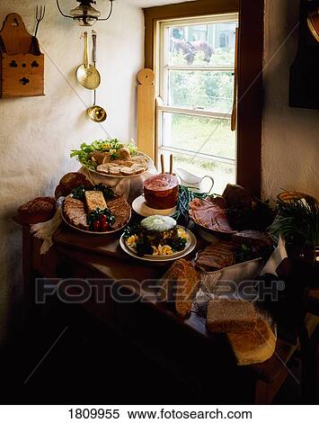 Buffet in a farmhouse View Large Photo Image Stock Photography - Buffet in a farmhouse. Fotosearch
