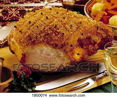 Picture - Christmas Dinner, Roast Ham. Fotosearch