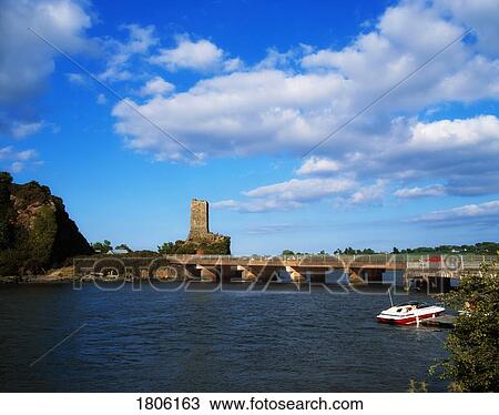 Stock Image - Co Wexford, 15th Century tower & road bridge, Ferrycarrig, Ireland. Fotosearch