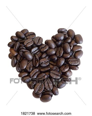 Stock Photo - Coffee beans in a heart shape. Fotosearch
