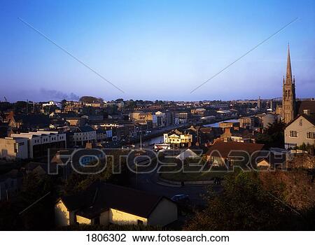 Stock Image - Drogheda from the Millmount Tower, Co Louth, Ireland. Fotosearch