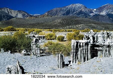 Picture - Eroded pillars on Navy Beach at Mono Lake, California, USA. Fotosearch