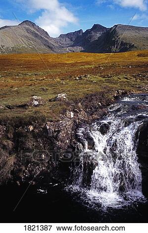 Field and waterfall in the Highlands, Scotland View Large Photo Image Stock Photo - Field and waterfall in the Highlands, Scotland. Fotosearch