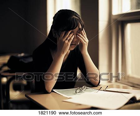 Girl taking a break from homework View Large Photo Image Stock Image - Girl taking a break from homework. Fotosearch